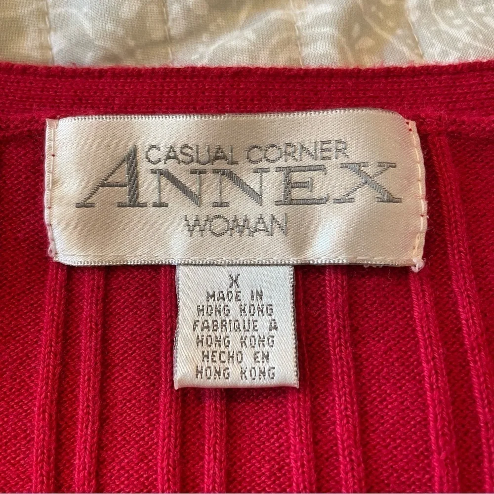 Casual Corner Annex Red Ribbed Button Up Long Sleeve Sweater 1X - Picture 5 of 8